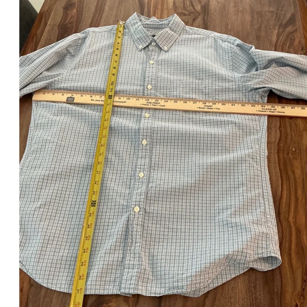 J. Crew Mens Blue White Micro Check Cotton Button Down Shirt XL‎ 47238 FA14